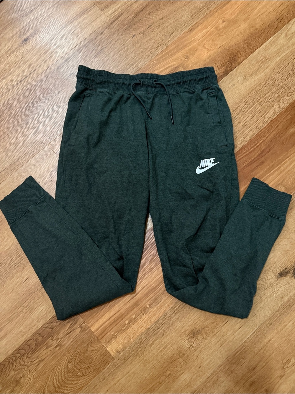 Nike Forest Green Joggers with White Swoosh Label